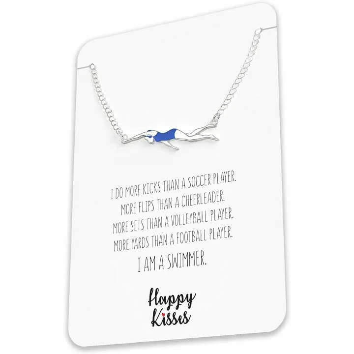 Swimming Gift Necklace for Girls & Teens - Swimmer Charm