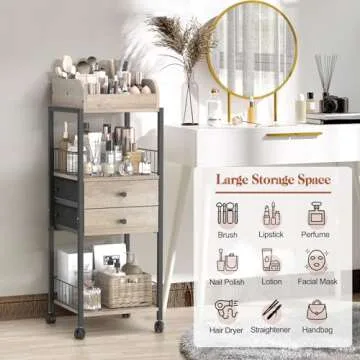 Makeup Organizer, Floor Skincare Organizers Make Up Organizers and Storage with Drawers, Vanity Organizer Cosmetics Display Cases Holder for Skin Care Nail Polish Perfume Black