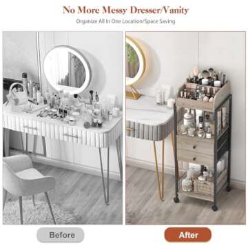 Makeup Organizer, Floor Skincare Organizers Make Up Organizers and Storage with Drawers, Vanity Organizer Cosmetics Display Cases Holder for Skin Care Nail Polish Perfume Black