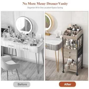 Makeup Organizer, Floor Skincare Organizers Make Up Organizers and Storage with Drawers, Vanity Organizer Cosmetics Display Cases Holder for Skin Care Nail Polish Perfume Black