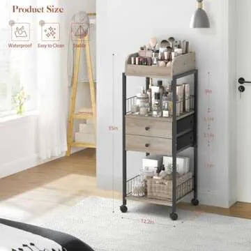 Makeup Organizer, Floor Skincare Organizers Make Up Organizers and Storage with Drawers, Vanity Organizer Cosmetics Display Cases Holder for Skin Care Nail Polish Perfume Black