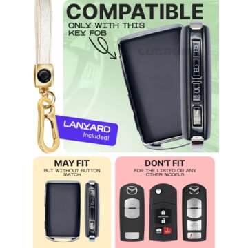 for Mazda CX5 Key Fob Cover and Leather Keychain - TPU Key Case for Mazda 3, 6, CX-5, CX-9, CX-30, C...