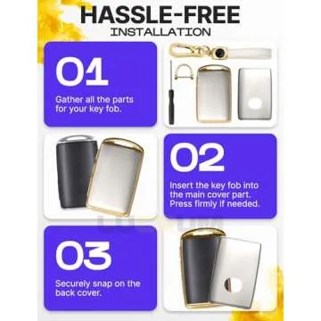 for Mazda CX5 Key Fob Cover and Leather Keychain - TPU Key Case for Mazda 3, 6, CX-5, CX-9, CX-30, CX-50, CX-70 - 2019-2024 Keyfob Cover Compatible with WAZSKE11D0 - White and Gold