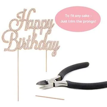 Happy Birthday Cake Topper - Premium Rose Gold Metal - Happy Birthday Party Sparkly Rhinestone Decoration Makes a Great Centerpiece - Now Protected in a Box