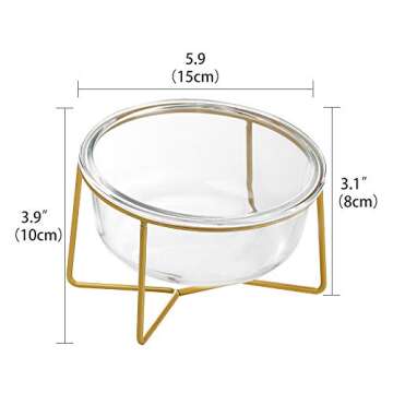 Small Glass Tilted Elevated Cat Dog Bowl Raised Cat Food Water Bowl Dish Pet Comfort Feeding Bowls w...
