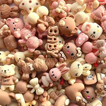 JINDUODUO 120 Pcs Random Slime Charms Bulk DIY Craft Making Resin Making Kit, Resin Flat Back Slime ...