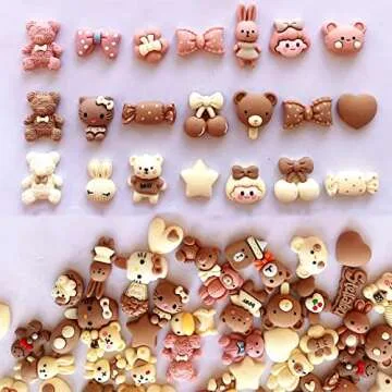 JINDUODUO 120 Pcs Random Slime Charms Bulk DIY Craft Making Resin Making Kit, Resin Flat Back Slime Making Supplies for DIY Scrapbooking Crafts (Brown Bulk)