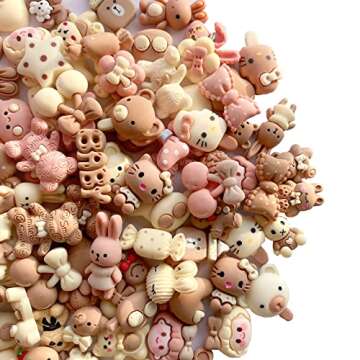 JINDUODUO 120 Pcs Random Slime Charms Bulk DIY Craft Making Resin Making Kit, Resin Flat Back Slime Making Supplies for DIY Scrapbooking Crafts (Brown Bulk)