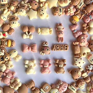 JINDUODUO 120 Pcs Random Slime Charms Bulk DIY Craft Making Resin Making Kit, Resin Flat Back Slime Making Supplies for DIY Scrapbooking Crafts (Brown Bulk)