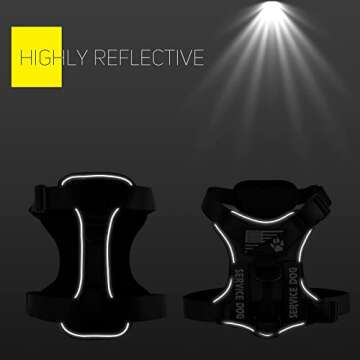 Demigreat Service Dog Harness, Reflective Dog Vest Harness with 5 PCS Patches, Adjustable Soft Oxford Pet Harness, Inner Layer Mesh, Easy to Control for Dogs