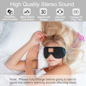 MOITA Sleep Headphones Bluetooth Sleep Mask, 3D Sleeping Eye Mask with Built-in Sponge Speakers, Wir...