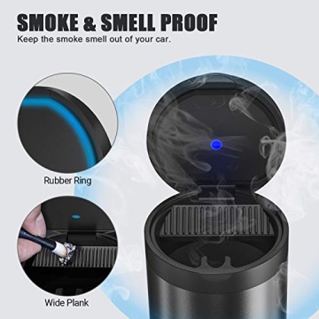 THIKPO Smokeless Car Ashtray, Portable Design, LED Light