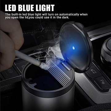 THIKPO Smokeless Car Ashtray, Portable Design, LED Light