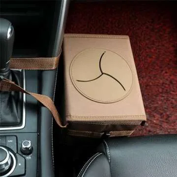 AOKJOY Car Garbage can with lid Leak Proof Vehicle Trash Can 3 Storage Pockets Hanging Waterproof car Trash Bag for SUV Brown