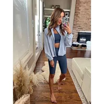 altiland Women's Athletic Running Yoga Gym Track Zip Up Cropped Jackets UPF 50+ Sun Protection Long Sleeve Workout Shirts