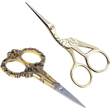 BIHRTC Gold Vintage Plum Blossom Scissors and Classic Crane Design Sewing Scissors for Embroidery, Sewing, Craft, Art Work & Everyday Use