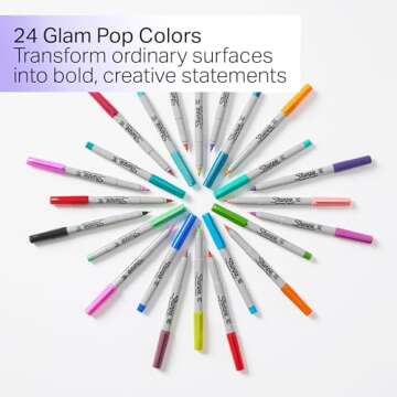 Sharpie Glam Pop Permanent Markers, Ultra Fine Tip Marker Set, Coloring Markers, Art Markers, Drawin...