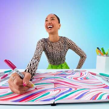 Sharpie Glam Pop Permanent Markers, Ultra Fine Tip Marker Set, Coloring Markers, Art Markers, Drawing Markers, Writing Markers, Resilient Ink, Assorted Colors, 24 Count