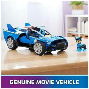 Paw Patrol: The Mighty Movie, Chase's Mighty Transforming Cruiser with Mighty Pups Action Figure, Li...