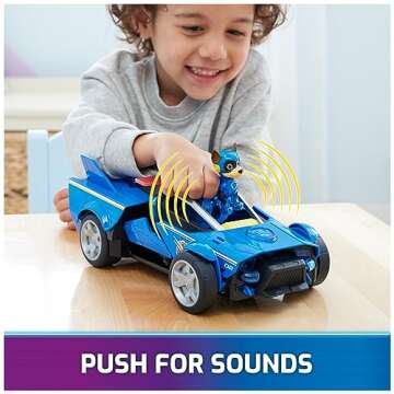 Paw Patrol: The Mighty Movie, Chase's Mighty Transforming Cruiser with Mighty Pups Action Figure, Lights and Sounds, Kids Toys for Boys & Girls 3+