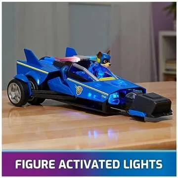 Paw Patrol: The Mighty Movie, Chase's Mighty Transforming Cruiser with Mighty Pups Action Figure, Lights and Sounds, Kids Toys for Boys & Girls 3+