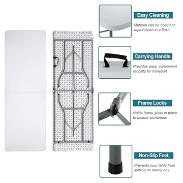 SKONYON 6FT Folding Table – Lightweight and Portable