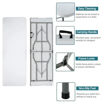 SKONYON 6FT Folding Table – Lightweight and Portable