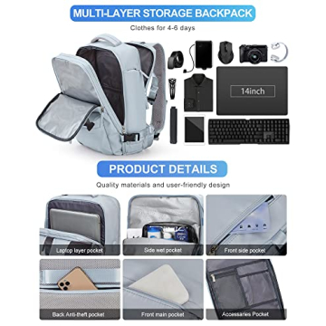 VGCUB Large Travel Backpack for Men Women Carry On