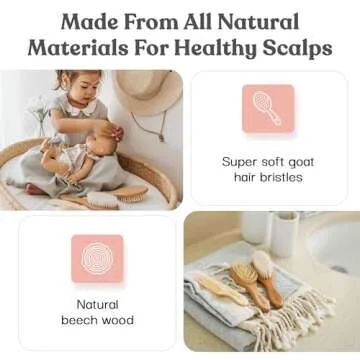 Ullabelle 4 Piece Wooden Baby Hair Brush Set Perfect for Baby Gifts