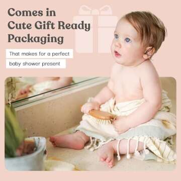 Ullabelle 4 Piece Wooden Baby Hair Brush Set Perfect for Baby Gifts