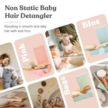 Ullabelle 4 Piece Wooden Baby Hair Brush Set Perfect for Baby Gifts