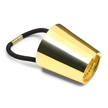 Ponytail Hair Cuff, Gold Metal Elastic Hair Bands for Women (3 Pack)