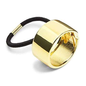Ponytail Hair Cuff, Gold Metal Elastic Hair Bands for Women (3 Pack)