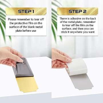 Therwen 30 Pcs Name Plates Laser Engraved Brushed Stainless Steel Plate Personalized Plaque Blank Custom Name Tag Frame Name Label with Adhesive Backing(Gold Notched Corner,6''x 2.5'')