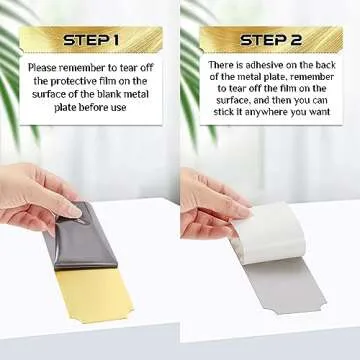 Therwen 30 Pcs Name Plates Laser Engraved Brushed Stainless Steel Plate Personalized Plaque Blank Custom Name Tag Frame Name Label with Adhesive Backing(Gold Notched Corner,6''x 2.5'')