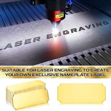 Therwen 30 Pcs Name Plates Laser Engraved Brushed Stainless Steel Plate Personalized Plaque Blank Custom Name Tag Frame Name Label with Adhesive Backing(Gold Notched Corner,6''x 2.5'')