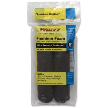 Work Tools International 54064 6-Inch Premium Black Foam Paint Roller Cover, 2-Pack