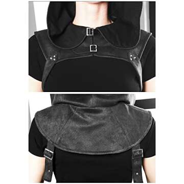 FURPHI Steampunk Rogue Medieval Hooded Cowl Hat Gothic Soft Faux Suede Cape Costume for Men Women (L...