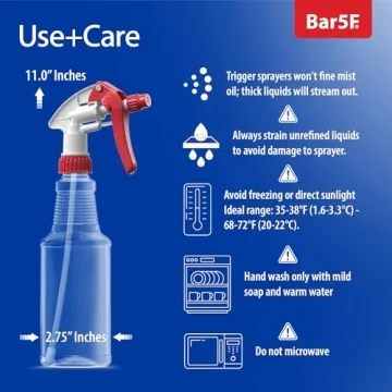 Durable 16-Ounce BPA-Free Spray Bottles for Kitchen & Garden