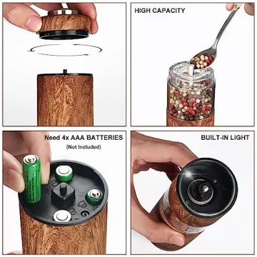 Electric Salt and Pepper Grinder Set with LED Light