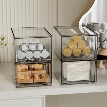 ZHIAI Clear Stackable Storage Drawers Organizer 4 Pack
