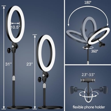 Yarrashop 10.5'' Desk Ring Light with Adjustable Stand