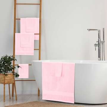 Belizzi Home 8 Piece Towel Set 100% Ring Spun Cotton, 2 Bath Towels 27x54, 2 Hand Towels 16x28 and 4 Washcloths 13x13 - Ultra Soft Highly Absorbent Machine Washable Hotel Spa Quality - Pink