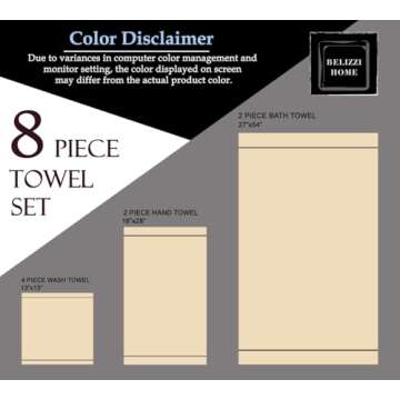 Belizzi Home 8 Piece Towel Set 100% Ring Spun Cotton, 2 Bath Towels 27x54, 2 Hand Towels 16x28 and 4 Washcloths 13x13 - Ultra Soft Highly Absorbent Machine Washable Hotel Spa Quality - Pink