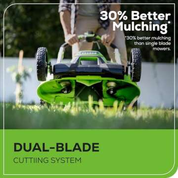 Greenworks 60V 25” Cordless (Self-Propelled) Lawn Mower (LED Lights + Aluminum Handles), 2 x 4.0Ah Batteries and Dual Port Rapid Charger