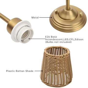 JIMUBEAM 1-Light Modern Sconce Wall Lighting with Imitation Rattan Woven Shade, Rustic Hardwired Boho Wall Lamp Fixture for Bedside Hallway Living Room Bedroom