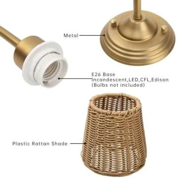 JIMUBEAM 1-Light Modern Sconce Wall Lighting with Imitation Rattan Woven Shade, Rustic Hardwired Boho Wall Lamp Fixture for Bedside Hallway Living Room Bedroom