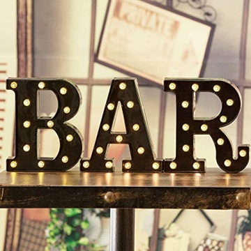 BAR - Illuminated Marquee Bar Sign - Lighted LED Marquee Word Sign - Pre-Lit Pub Bar Sign Light Batt...