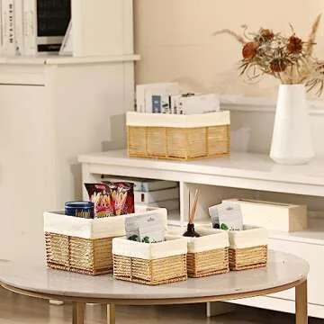 Vagusicc Wicker Storage Basket Set for Home Organization