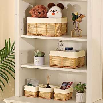 Vagusicc Wicker Storage Basket Set for Home Organization